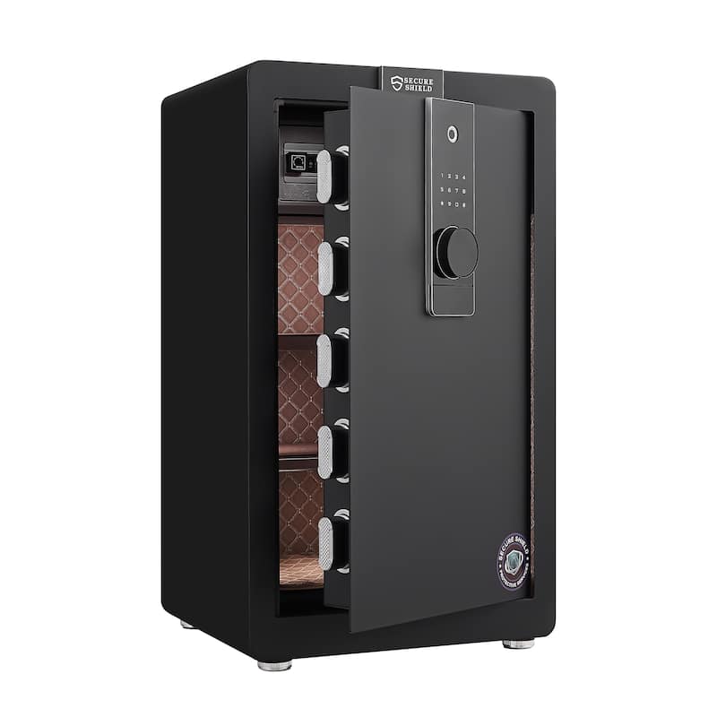 Safe Box with Biometric Recognition, Built-in Removable And Flexible Compartment Partition, Dual Protection