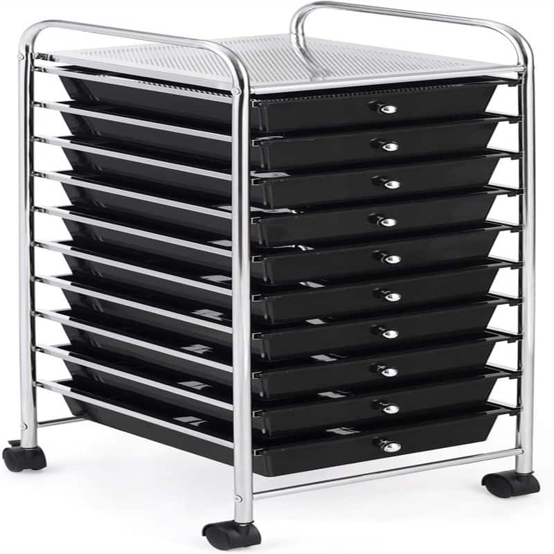 10-Drawer Organizer Cart - 15"D x 13"W x 34"H