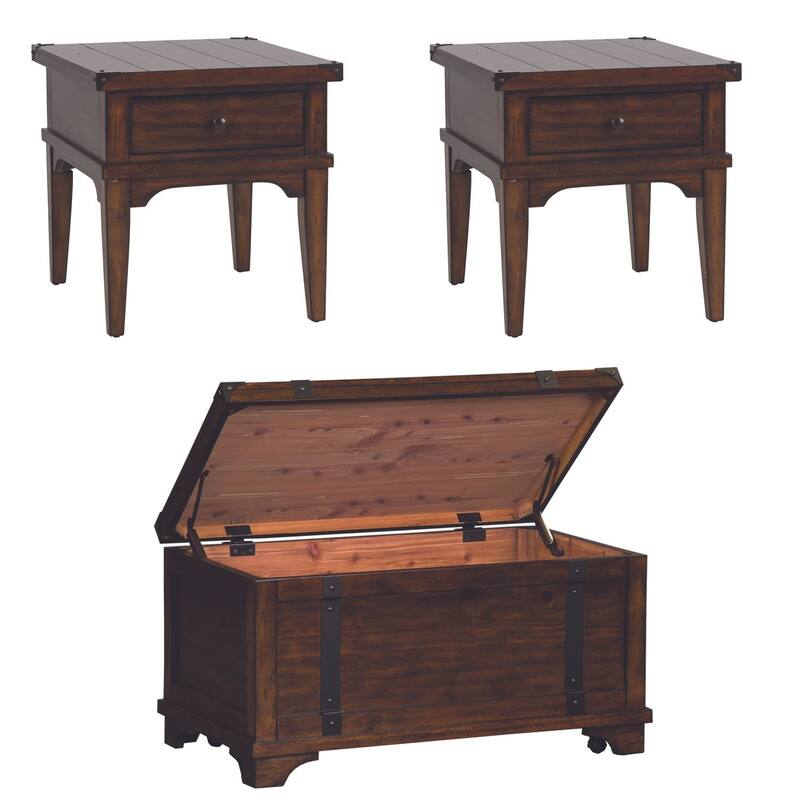 Aspen Skies Russet Brown 3 Piece Set (1-Cocktail 2-End Tables)
