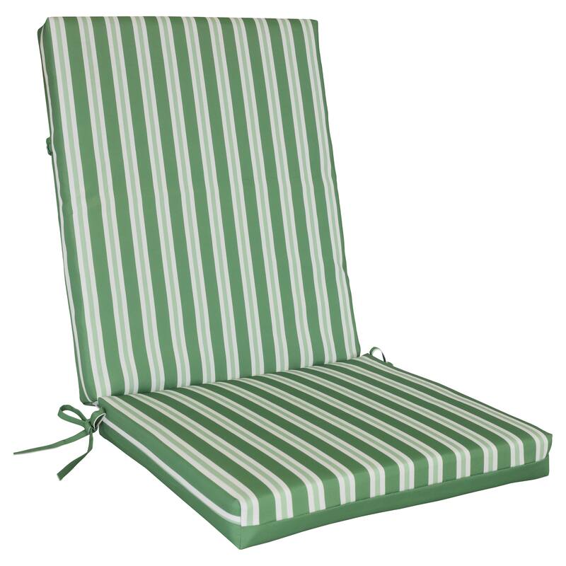 Outdoor Stripe Printed High Back Cushion 19 x 42 in Sage - 19X42