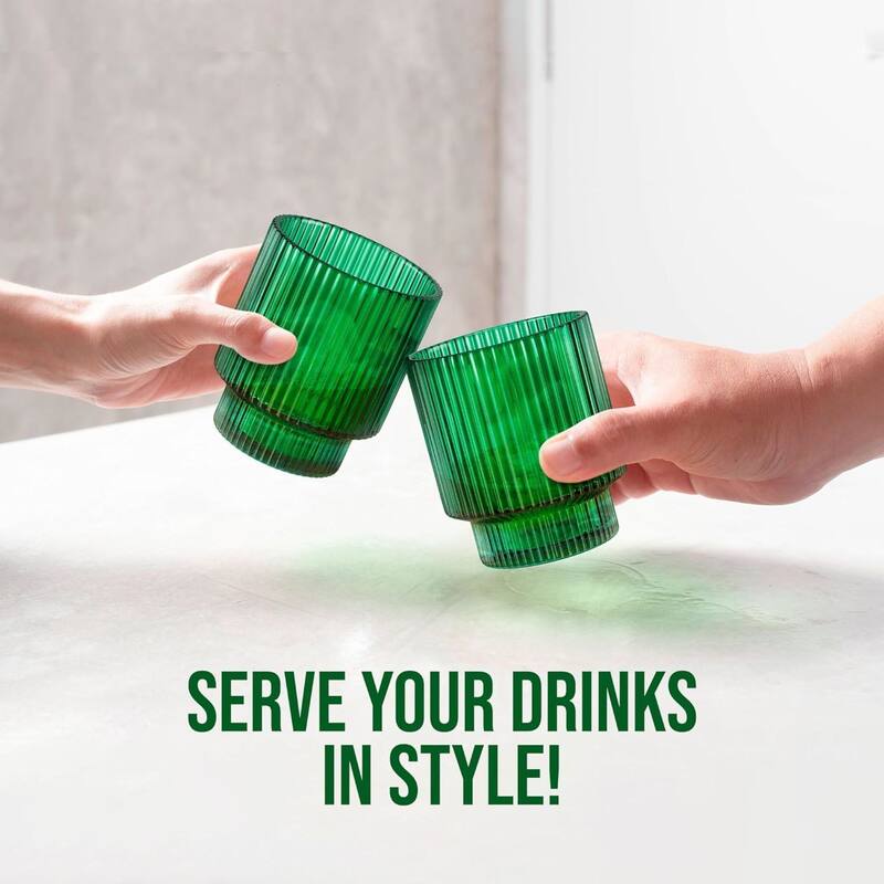 American Atelier Set of 4 Vintage Art Deco Fluted Drinking Glasses - 9 oz.