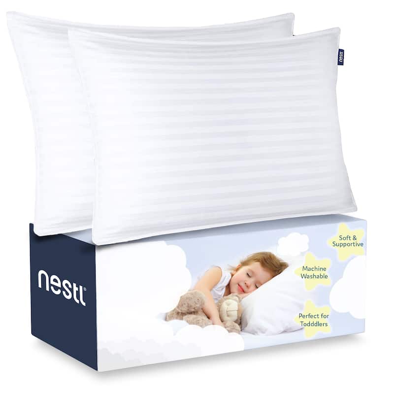 Nestl 100% Cotton Cover Premium Plush Down Alternative Bed Pillow - Set of 2 - Standard