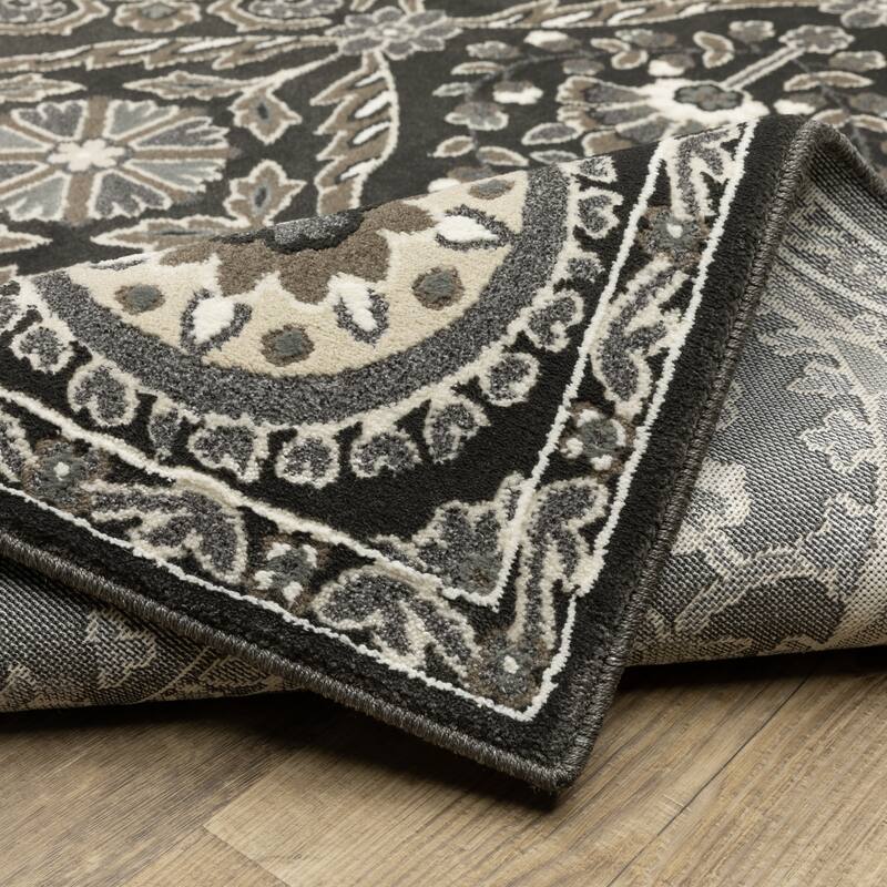 Style Haven Ripley Traditional Charcoal/ Grey Mixed Pile Area Rug