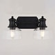 preview thumbnail 10 of 10, VAXCEL Beloit Matte Black Farmhouse Bathroom Vanity Lighting Wall Fixture, Clear Seeded Glass Shade, Dimmable
