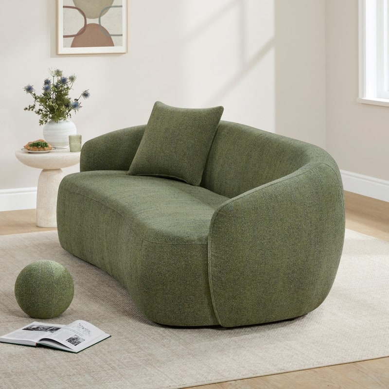 Spruce & Spring 89'' Boucle Upholstered Hugger Curved Sofa