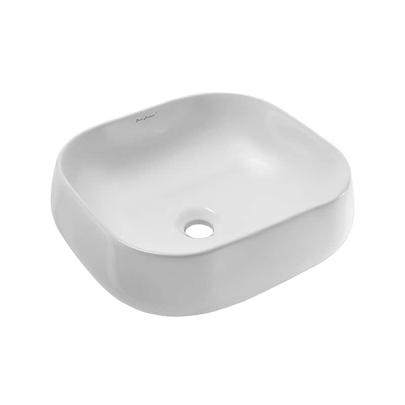 Montparnasse 18 Square Ceramic Vessel Sink - 17.7" x 15.75" 5.7" - 17.7" x 15.75" 5.7" - White
