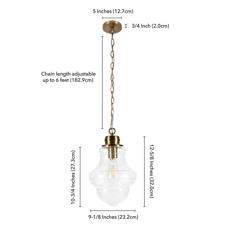 Annie Brass and Seeded Glass Pendant - Brass/Seeded