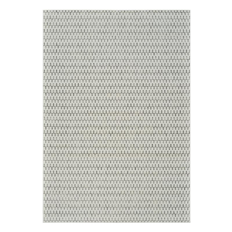 Elto Abstract Shapes Weather Resistant Modern Chic Outdoor Rug - 4' X 6' - Beige/Cream