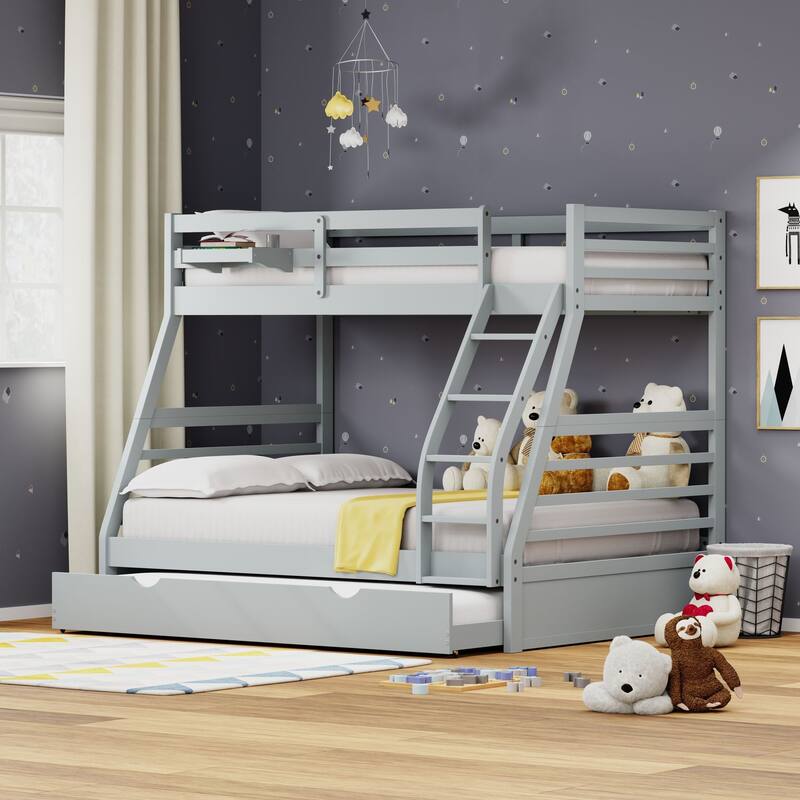 Plana Wood Bunk Bed, Hanging Nightstand and Trundle