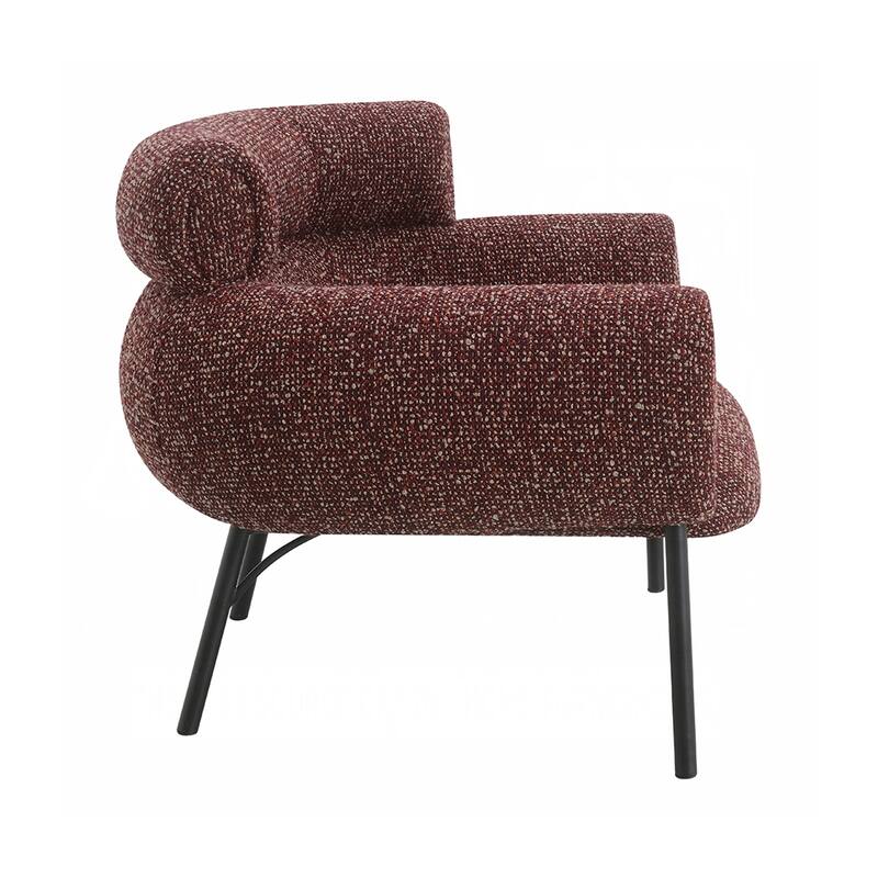 Tweed Fabric Upholstered Accent Chair in Maroon