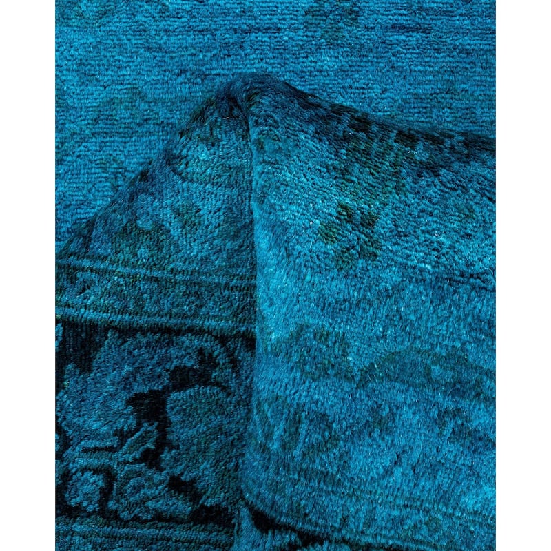 Fine Vibrance, One-of-a-Kind Hand-Knotted Runner Rug - Blue, 2' 5" x 12' 3" - 2' 5" x 12' 3"