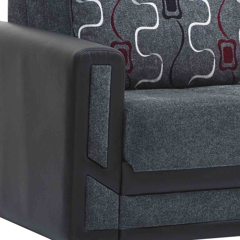 HomeRoots 78" Gray Chenille Convertible Futon Sleeper Sofa And Toss Pillows With Storage
