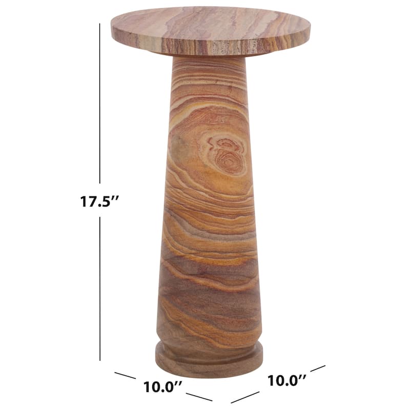 SAFAVIEH Couture Valentia Round Marble Accent Table - 10" W x 10" D x 18" H