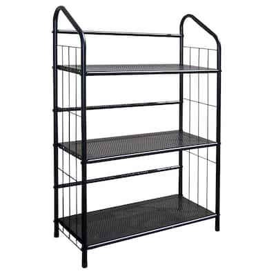 Contemporary Design Space-Saving Black Metal Vertical Bookcase for Garage Living Room or Bedroom