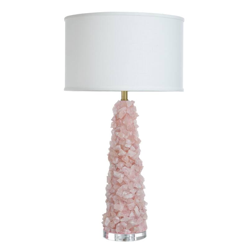 Tamara Day for Stylecraft Belinda Stone Table Lamp - Rose Quartz - Off-White Shade