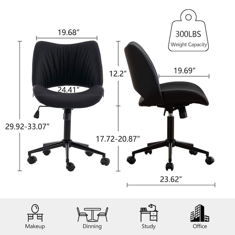 Swivel Armless Ergonomic Office Chair with Wheels