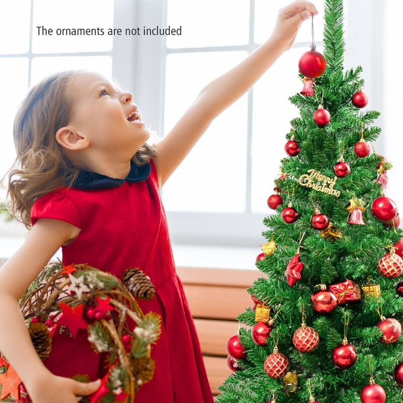Gymax 4.5ft Pre-Lit Pencil Christmas Tree Traditional Indoor - See Details