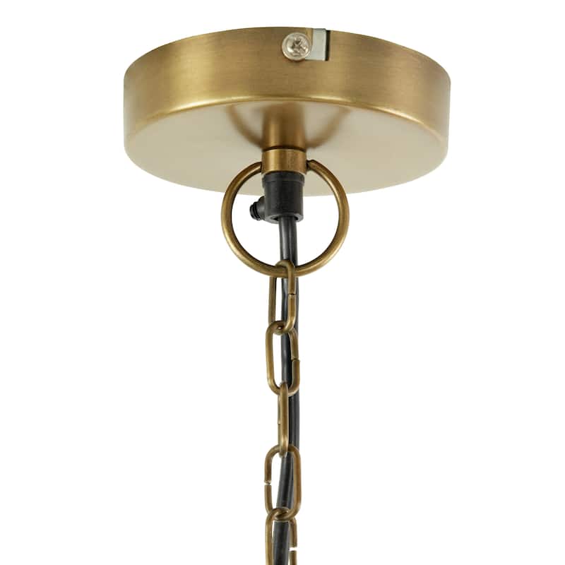 Lena River of Goods Gold Metal 16-Inch Pendant Light with Adjustable Hanging Cord - 16" x 16" x 18/77"