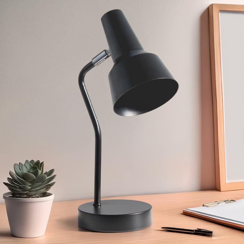 Gooseneck Desk Lamp with Cone Shade - 15.25" - Black