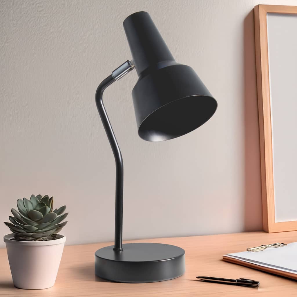 Gooseneck Desk Lamp with Cone Shade - 15.25" - Black