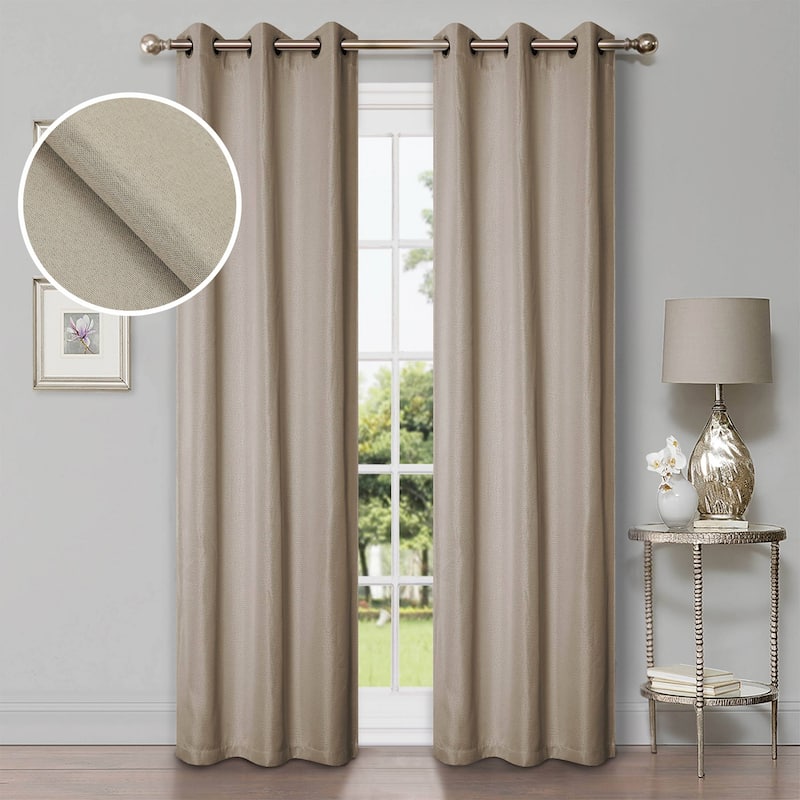 Superior Linen Washable Room Darkening Curtains, Set of 2 Panels - 42" x 84" - Frosted Almond