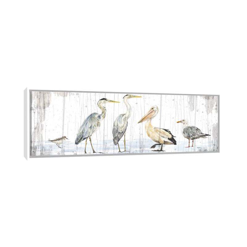 iCanvas "Birds of the Coast Rustic Panel" by Tara Reed Framed Canvas Print - 12x36 - White