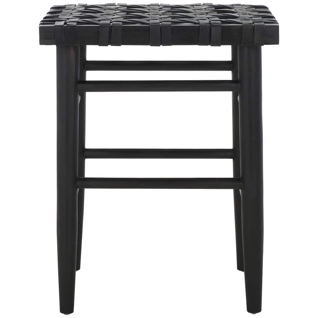 SAFAVIEH Jack Solid Wood & Woven Leather 25-inch Counter Stool (Fully Assembled) - 19Wx15Dx25H