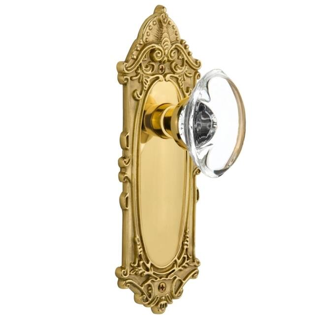 Nostalgic Warehouse Oval Clear Crystal Solid Brass Privacy Door Knob - Polished Brass