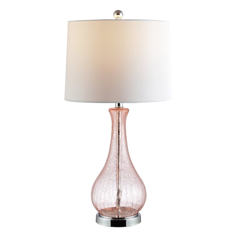 SAFAVIEH Lighting Finnley 28-inch Crackle Glass LED Table Lamp. - 14" W x 14" D x 28" H - Blush - USB