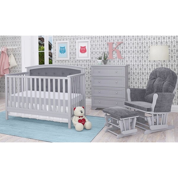 grey tufted crib
