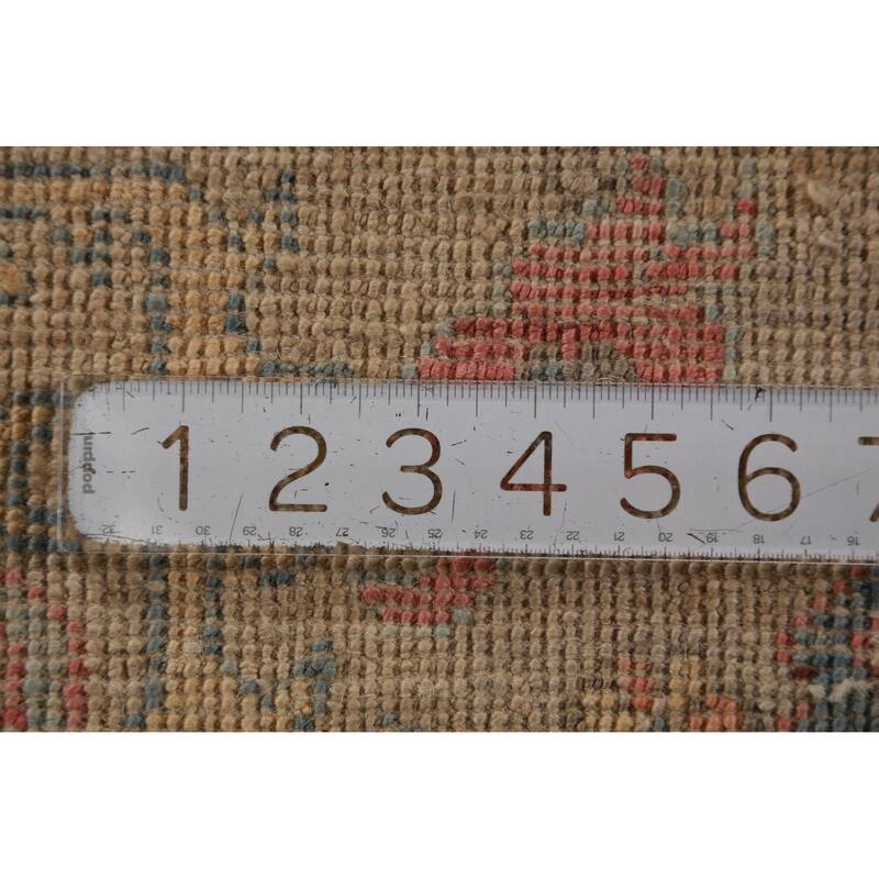 Hand Knotted Oriental 100% Wool Carpet Transitional All-Over Peach Oushak Area Rug - 8' 10'' X 6' 3''