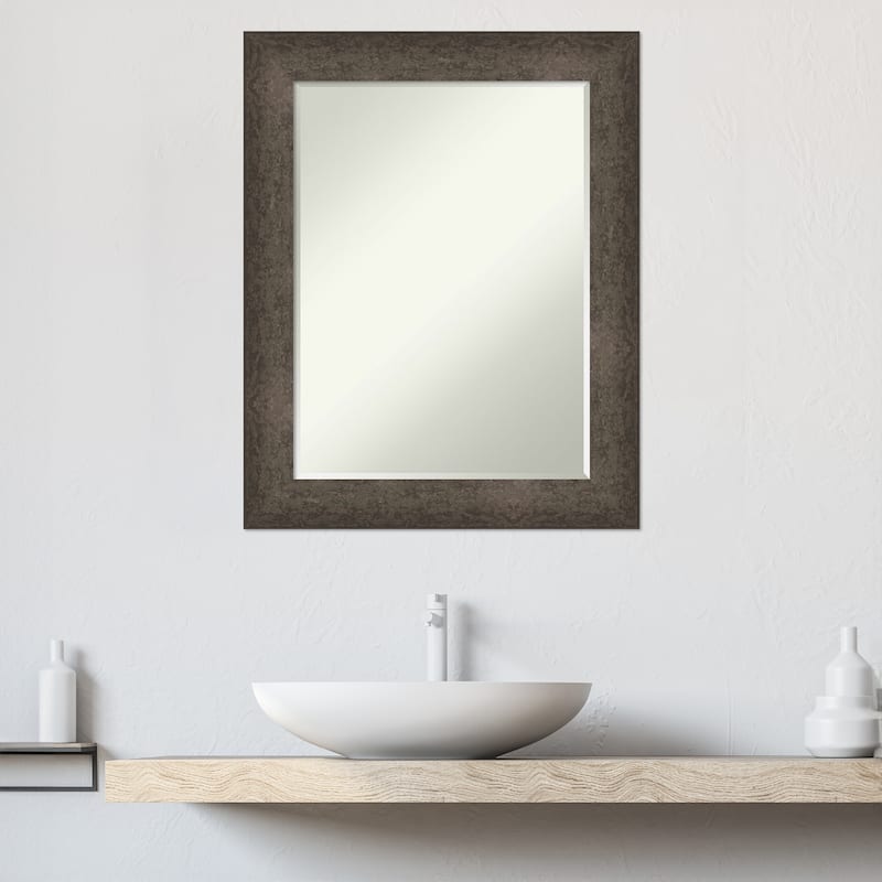 Dappled Half-Inch-Bevel Wood Framed Bathroom Vanity Wall Mirror - Glass Size 18x24