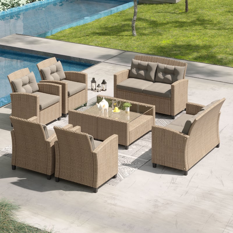 Corvus Armitage 8-piece Outdoor Wicker Sofa Set with Cushions