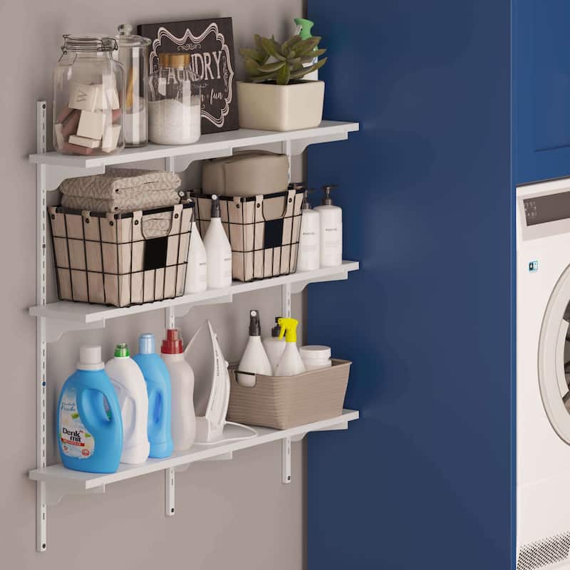 Adjustable Shelf, 36 inch Floating Shelves, Wooden Closet Shelves, Kitchen Shelving, Pantry Shelves, Wall Mounted, Tier Options