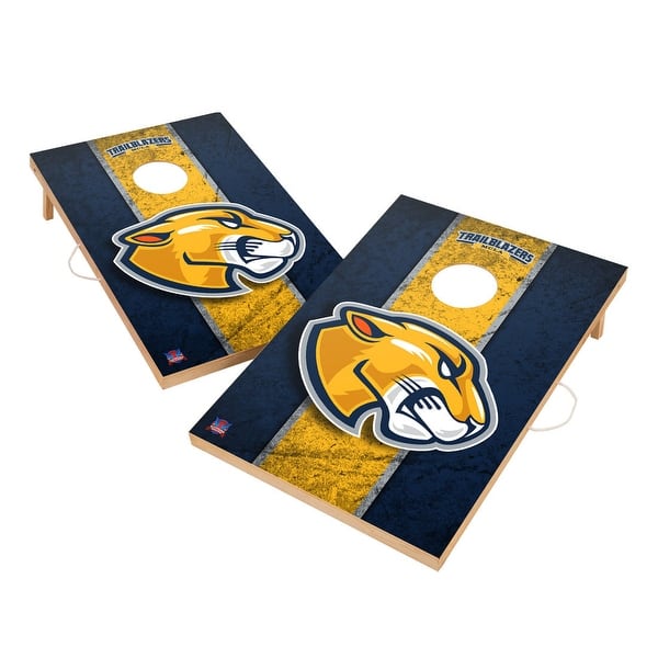 slide 2 of 5, Vintage Massachusetts College of Liberal Arts Trailblazers Regulation 2x4 Cornhole Set