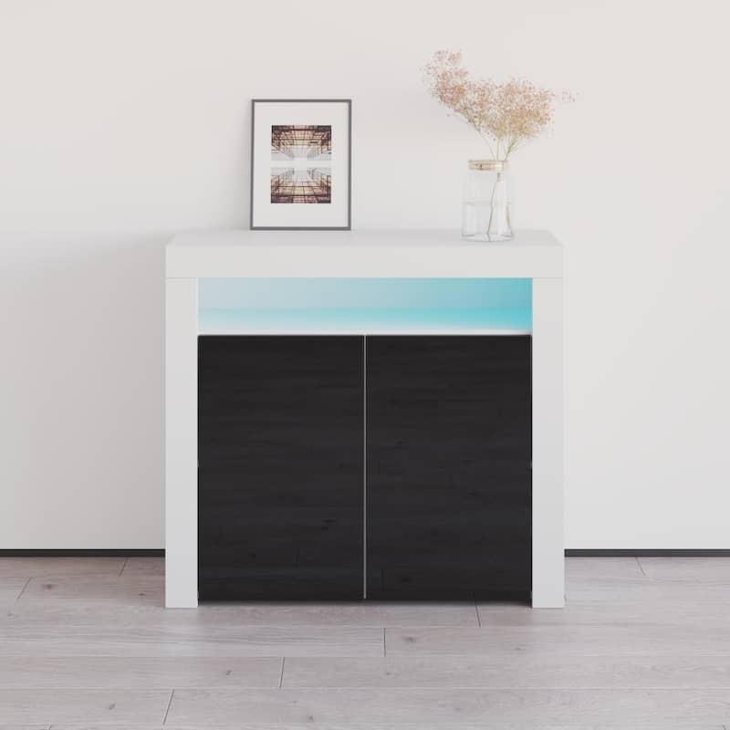 Milano 42inch 2D Matte High Gloss Sideboard - White/Black