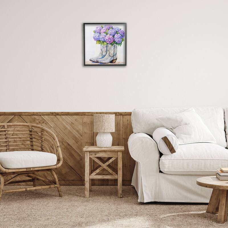 Stupell Hydrangea Filled Cowgirl Boots Framed Giclee Art Design By Amanda Greenwood