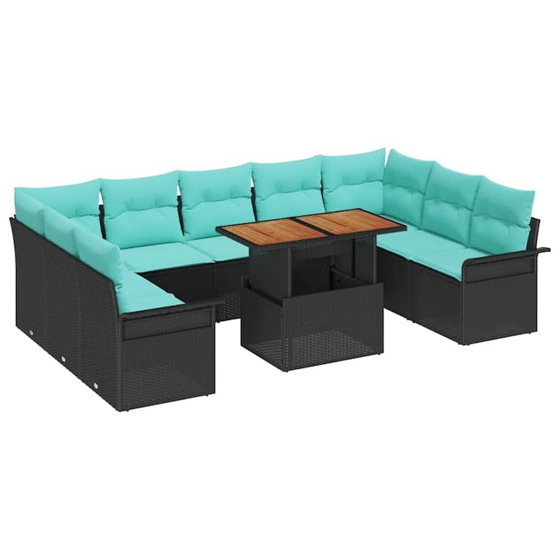 vidaXL 10 Piece Garden Sofa Set with Cushions - 113.8×73.8×27.2