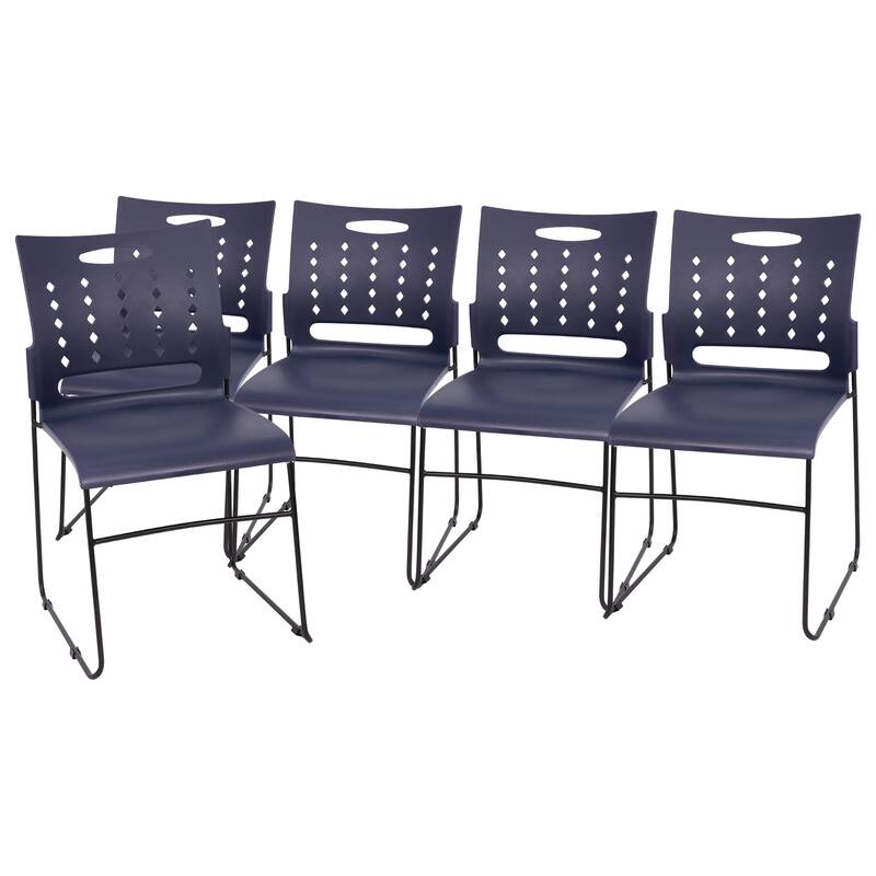 5 Pack HERCULES Series 881 lb. Capacity Sled Base Stack Chair with Air-Vent Back