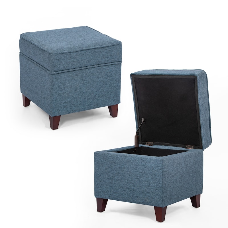 Adeco Square Storage Ottoman 17 inch Footstool