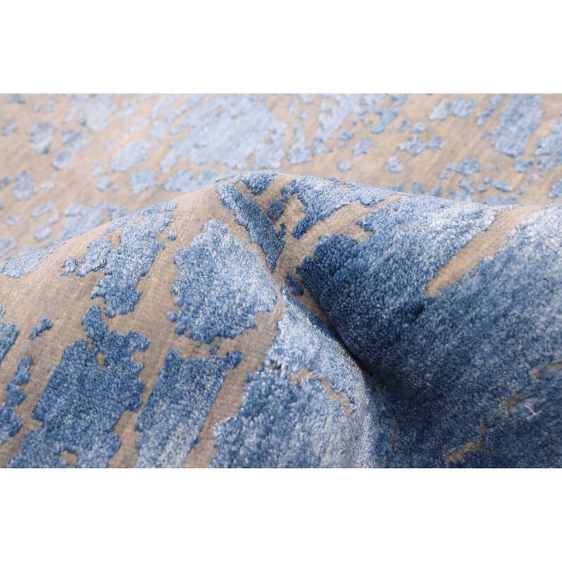 ECARPETGALLERY Hand-knotted Legacy Blue Silk, Wool Rug - 2'5 x 12'1