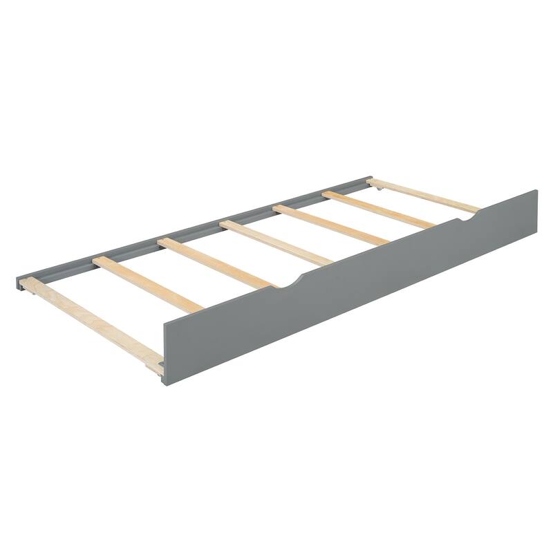 Queen Size Wooden Platform Bed Frame with Twin Size Trundle and 2 Storage Drawers for Bedroom Extra Sleep and Storage Space