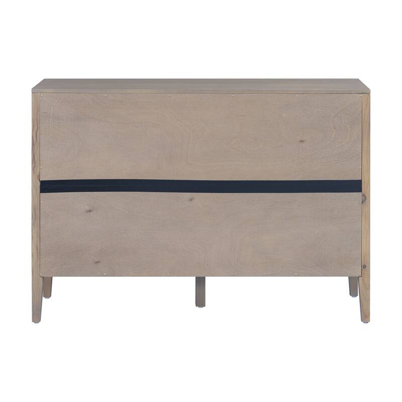 47.25"Sideboard with Pine Veneer and 2 Doors, Retro Buffet with Adjustable Feet, Wooden Storage Cabinet with Metal Handles