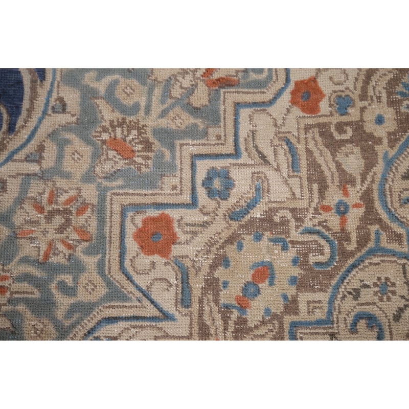Blue Tabriz Persian Vintage Area Rug Handmade Wool Carpet - 9'9" x 12'9"