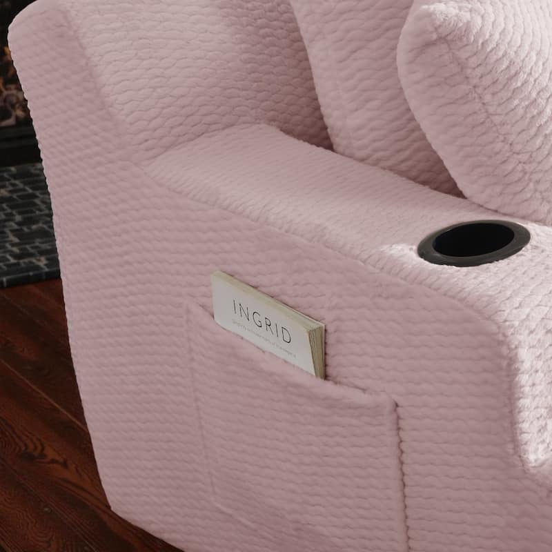 Oversized Chaise Lounge Chair Indoor, No Assembly Sleeper Sofa with Faux Fur Upholstery for Living Room or Office