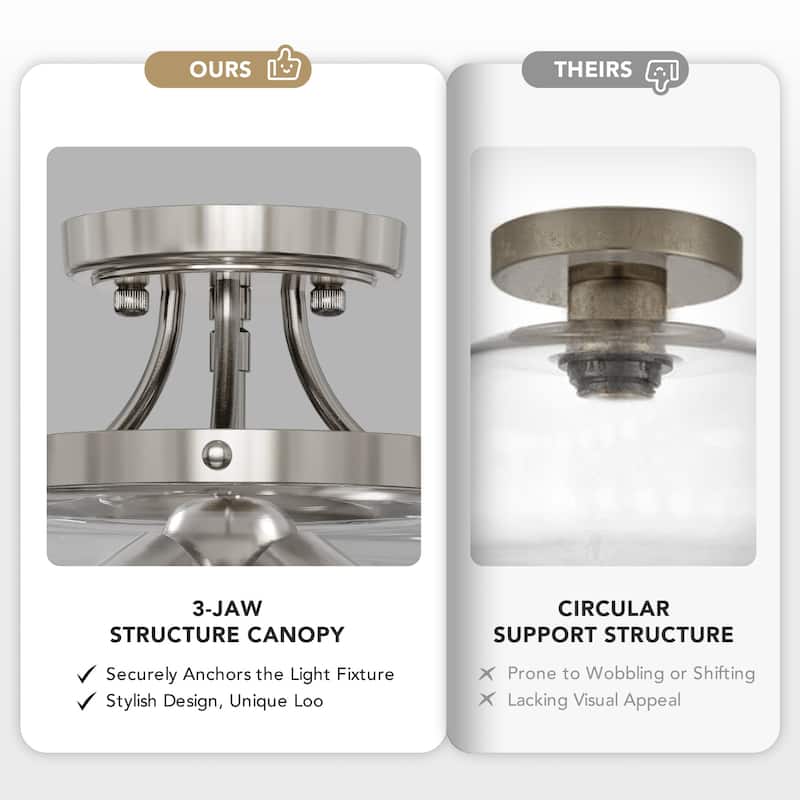CO-Z 3-Light Semi Flush Mount Ceiling Light