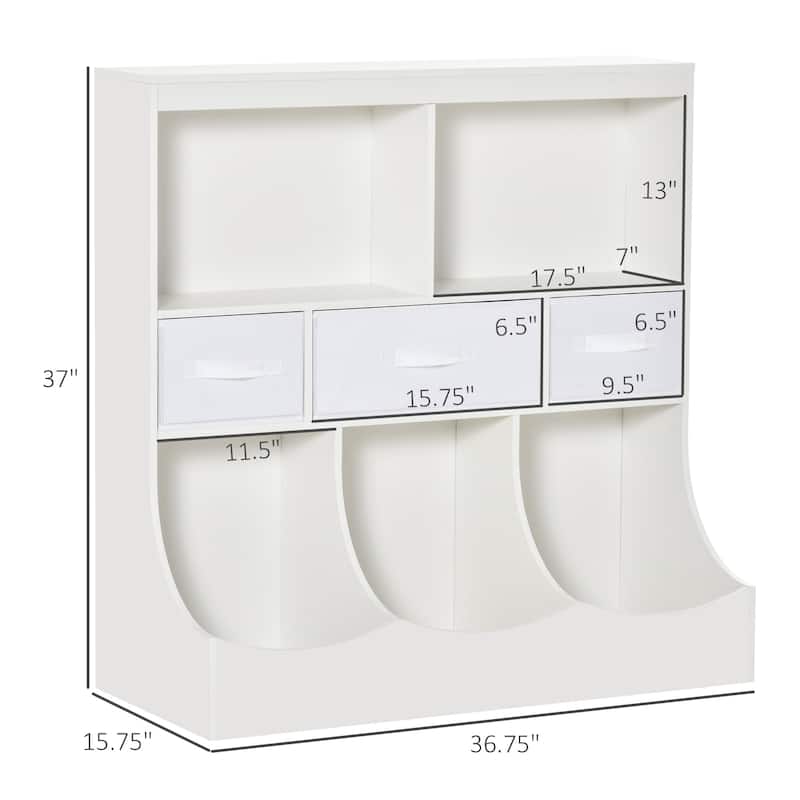 Multi-Compartment Storage Cabinet for Kids with Fabric Drawers and Shelves Ideal for Toys Books and Clothes