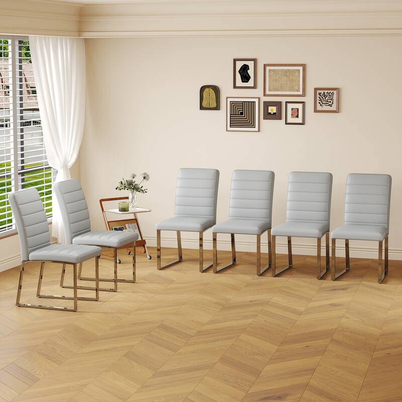 Heavy-Duty Chair Set‌: Features A 2.1-Inch Thick Cushion, Sturdy Iron Frame, And Classic Color Options - Set of 6 - Light Gray