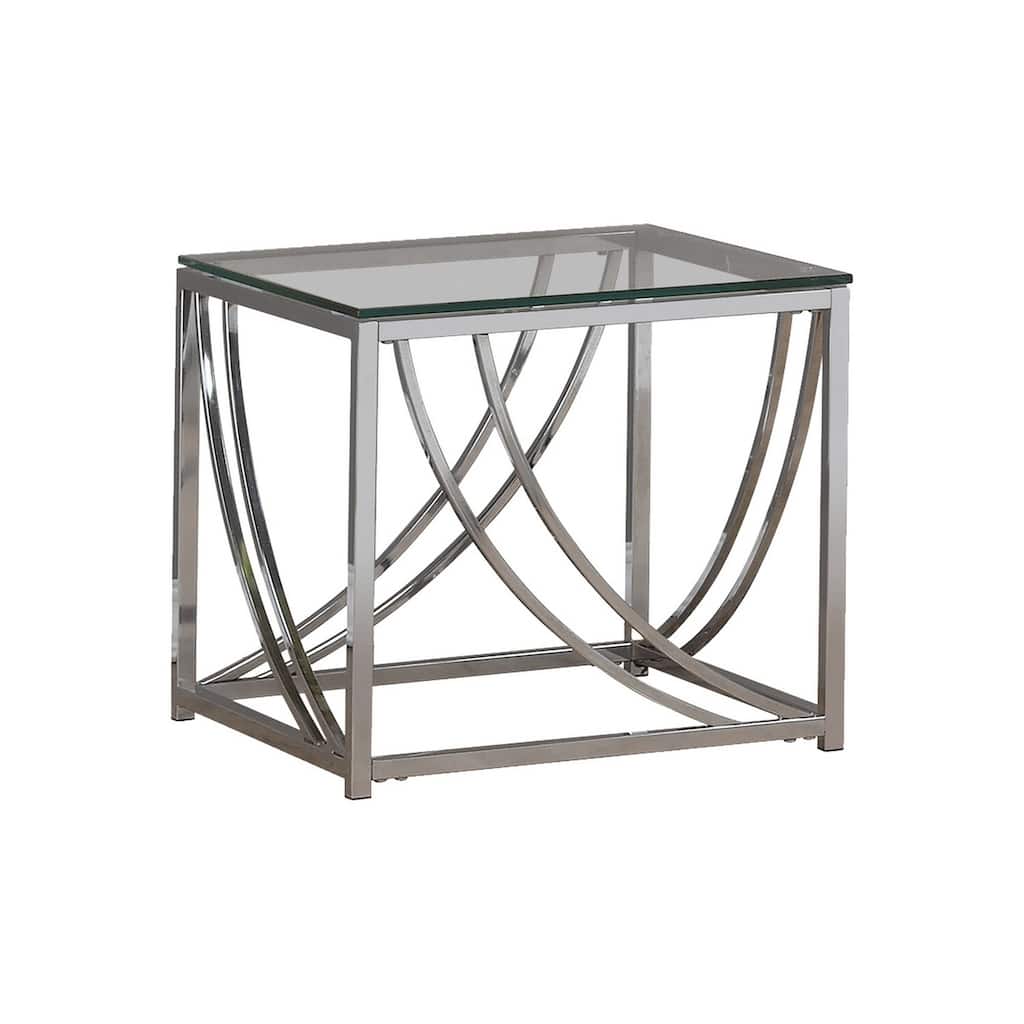 19.75 in. Chrome and Clear Square Glass End Table, Sturdy Build End Side Table for Living Rooms