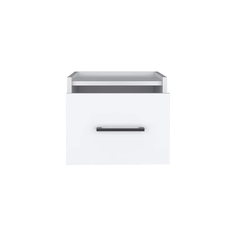 Modern Floating Nightstand with Drawer Wall-Mounted Wood Bedside Table with Metal Accents